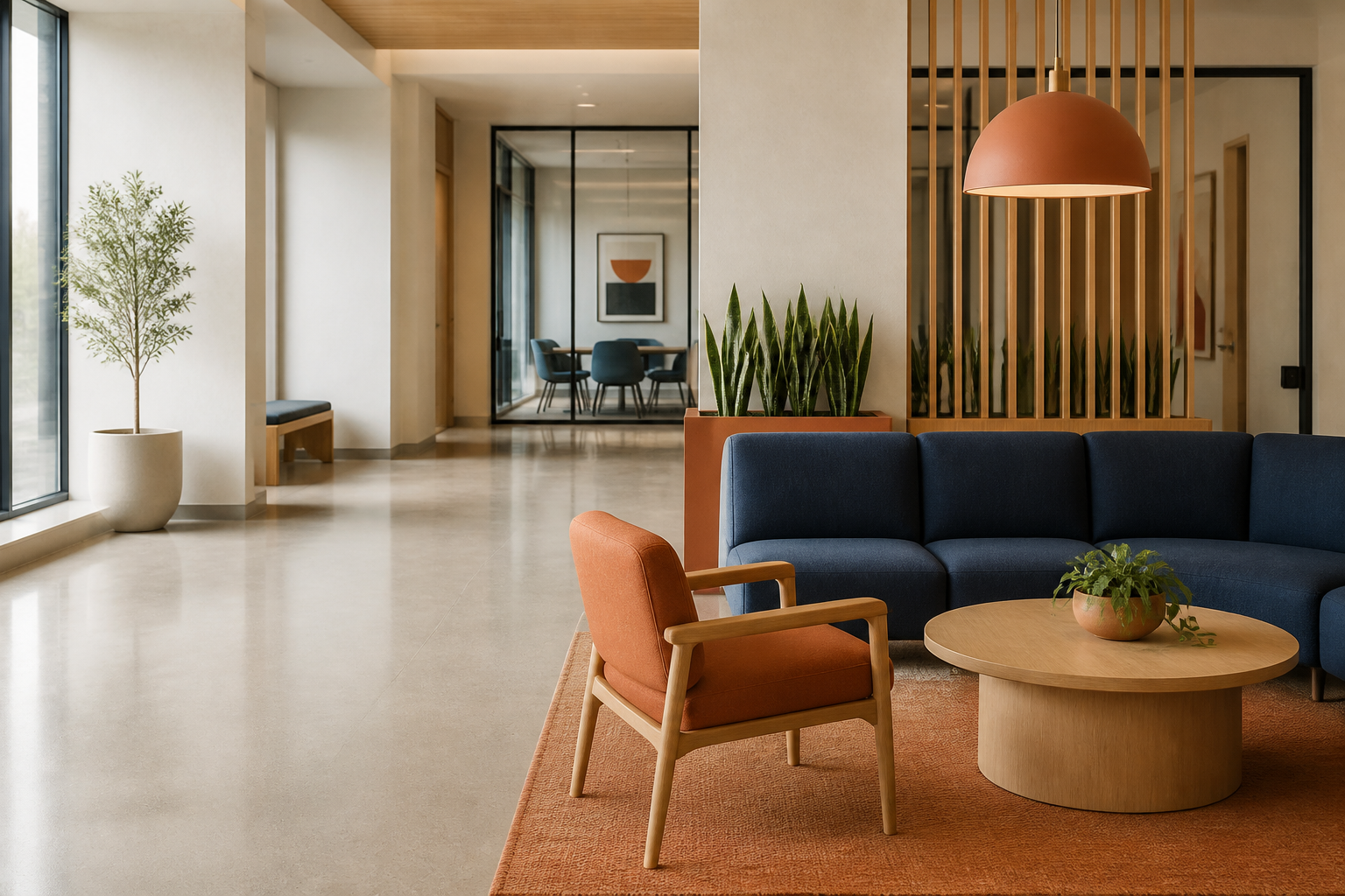 People-free commercial office common area
